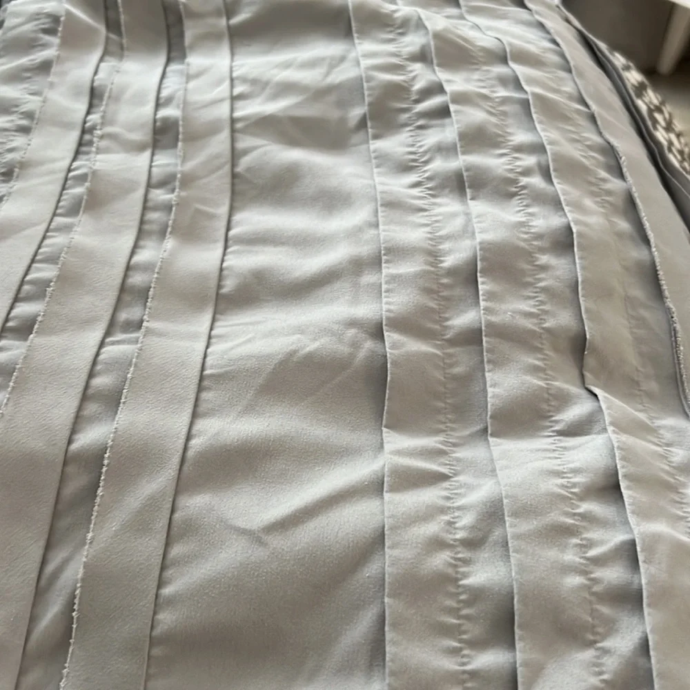 Pottery Barn Teen Pretty Pleats Grey Twin Duvet